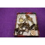 A selection of rolled gold and gold plated costume jewellery including lockets, Seiko wrist watch,