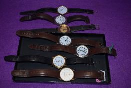 Seven modern costume wrist watches including Excalibur, Ravel,Louis Picard etc