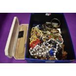 A selection of costume jewellery necklaces, bracelets and bangles, including cased set of Lotus