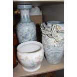 Three large sized vases including Chinese style and hand thrown