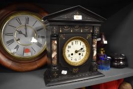A slate 8 day mantel clock with French movement