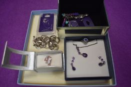 A small selection of white metal jewellery, several stamped 925 including pendant set, rings,