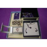 A small selection of white metal jewellery, several stamped 925 including pendant set, rings,