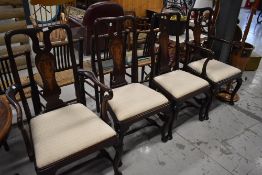 A set of four (two plus two) early 20th Century mahogany Queen Anne style chairs having classical