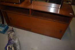 A vintage teak low sideboard/hifi unit, width approx. 126cm