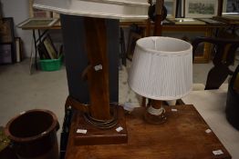 An interesting and unusual table lamp, fashioned from a jack plane and a turned column table lamp