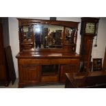 A Victorian mahogany mirror back sideboard , part restored, width approx. 180cm