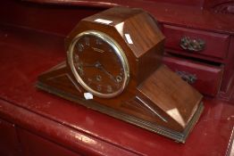 An Art Deco period mantel clock, hand written name to dial , Sydney Latimer, Edinburgh, Chrome