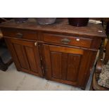 A Victorian mahogany sideboard, condition bit rough, been used in outbuilding possibly, width