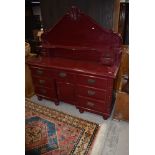 A Victorian sideboard , later painted in burgundy , width approx. 152cm