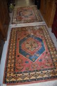 A pair of fireside or similar fringed rugs, approx 121cm x 176cm, good clean condition