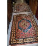 A pair of fireside or similar fringed rugs, approx 121cm x 176cm, good clean condition