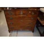 An interesting and attractive 19th Century mahogany chest of three over three drawers, having