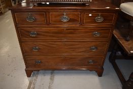 An interesting and attractive 19th Century mahogany chest of three over three drawers, having