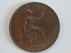 A Queen Victoria 1841 Young Head Copper Penny, OT, no colon after reg