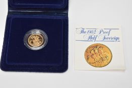 A 1982 Queen Elizabeth Gold Proof Half Sovereign in original case