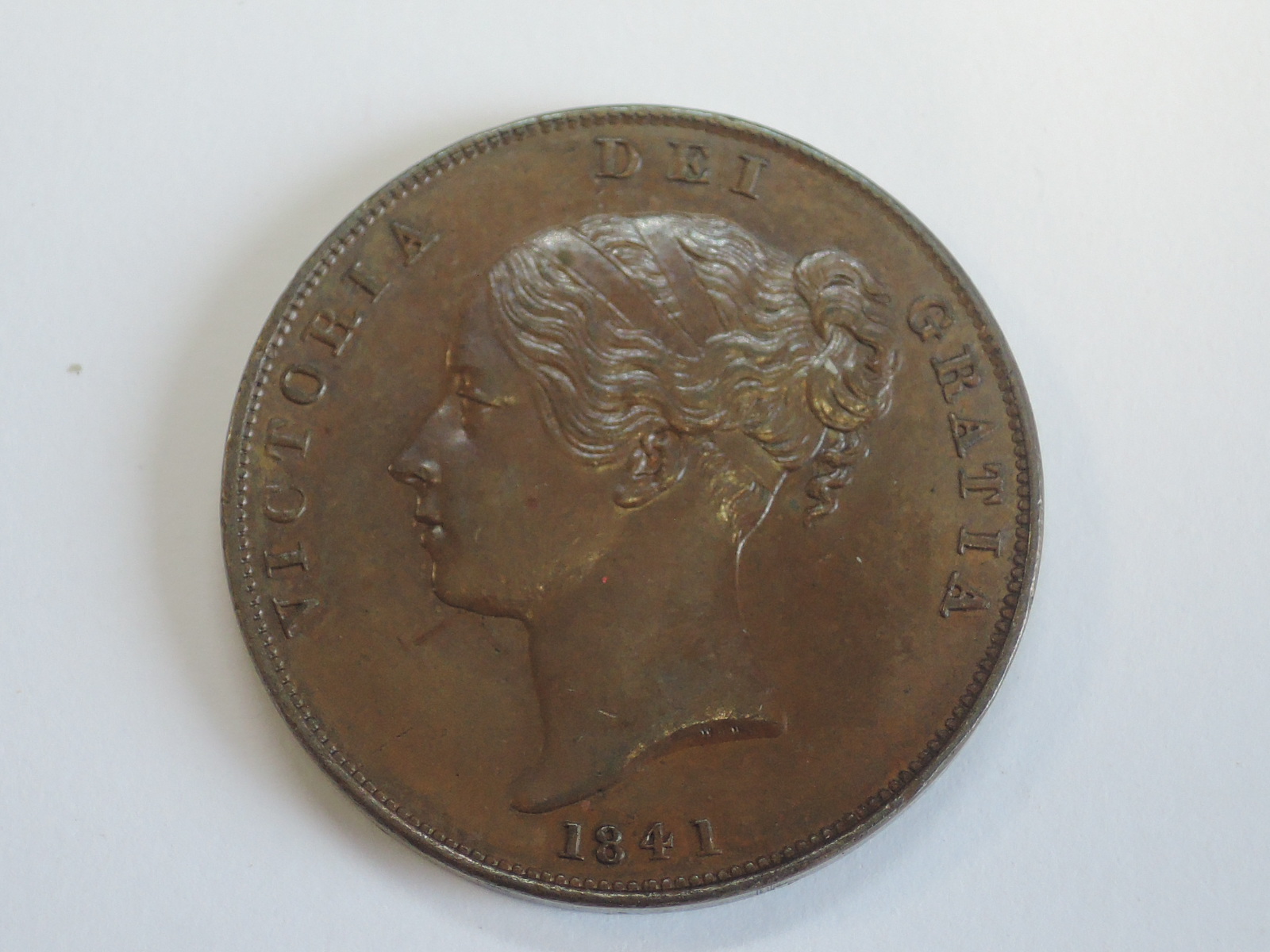 A Queen Victoria 1841 Young Head Copper Penny, OT, no colon after reg - Image 2 of 2