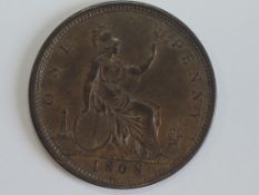 A Queen Victoria Bun Head 1868 Bronze Penny