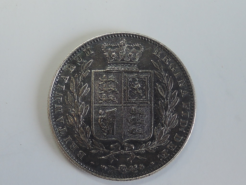 A Queen Victoria Young Head 1849 Silver Half Crown, large date? - Image 2 of 2