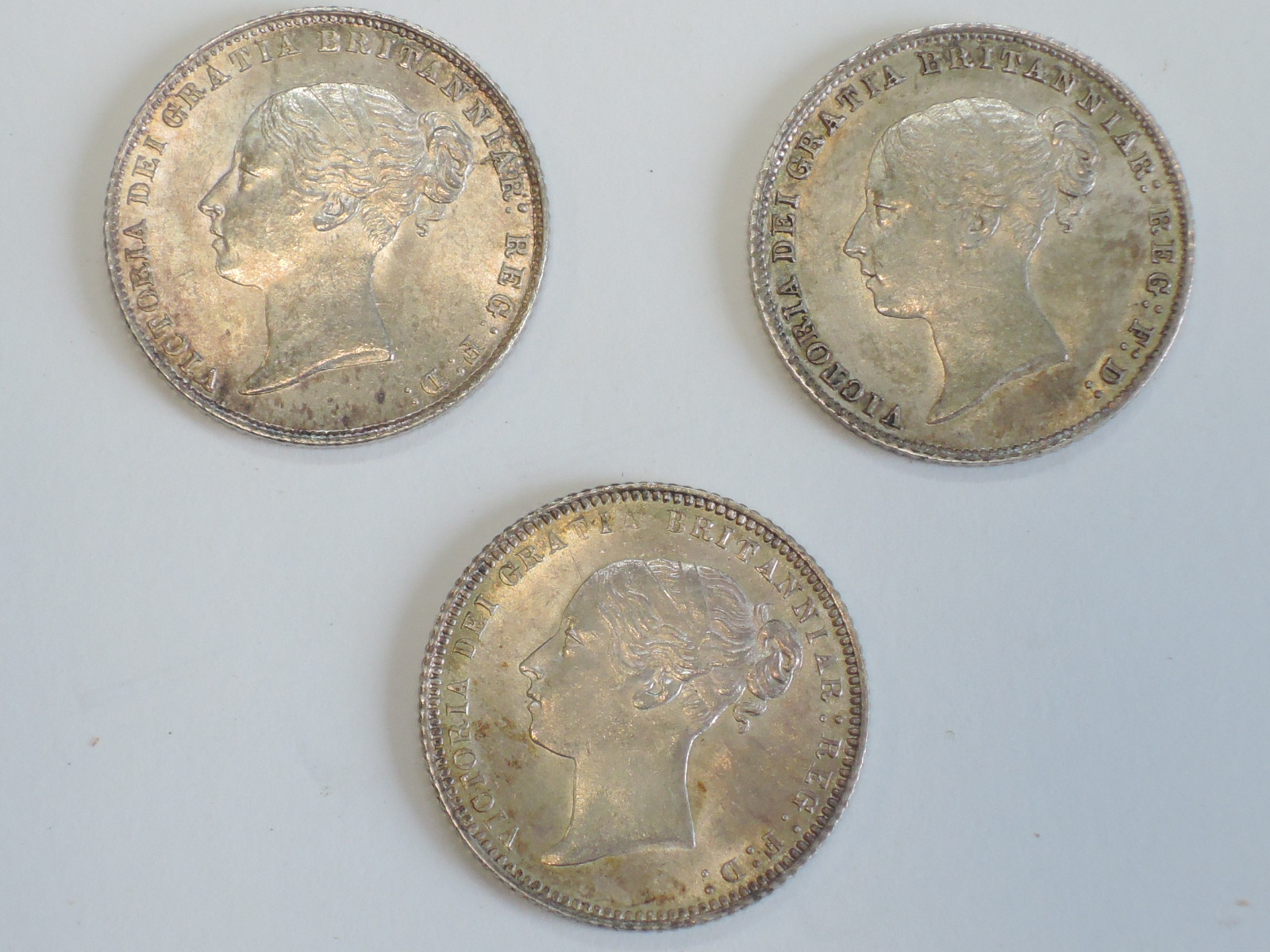 Three Queen Victoria Silver Sixpence, 1864 die number 36, 1866 die number 46 and 1871 die number 2 - Image 2 of 2