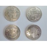 Four George V Silver Half Crowns, 1926 2nd issue, 1926 3rd issue modified effigy, 1927 3rd issue