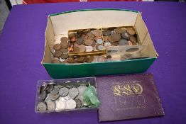 A collection OF GB Coins, modern Shillings, 5p, 1970's Set, Sixpences, Pennies, £5 x1, etc