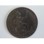 A Queen Victoria Bun Head 1870 Bronze Penny