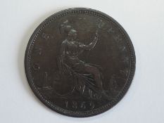 A Queen Victoria Bun Head 1869 Bronze Penny