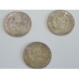 Three Queen Victoria Silver Sixpence, 1864 die number 36, 1866 die number 46 and 1871 die number 2