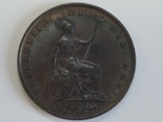 A Queen Victoria 1855 Young Head Copper Half Penny