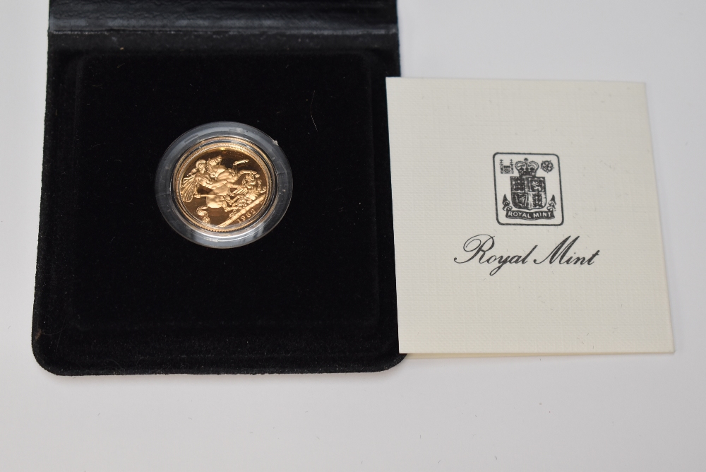 A 1982 Elizabeth II Gold Proof Sovereign in case