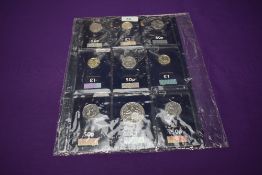 A collection of nine GB Coins by Change Checker including 2019 Kew Gardens 50p all on separate