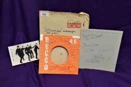 A set of autographs by 1960's beat band The Zombies - a record cover - Decca and what appears to