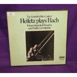 Heifetz plays Bach - rare recordings - three album set - box has some wear - vinyl is EX