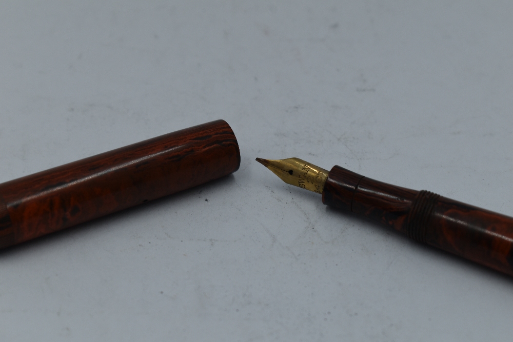 A Mabie Todd & Co Swan SF2 Self filler leverfill fountain pen in red marble, clipless, with Swan No2 - Image 2 of 2