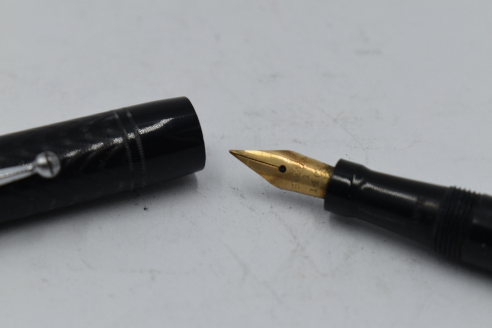 A Mabie Todd & Co Self filler leverfill fountain pen in black with chased design with Swan No1 - Image 2 of 2