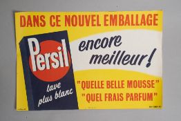 A vintage mid century advertising poster for Persil washing powder 41cm x 27cm