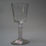 A large wine glass with multi opaque twist stem on plain foot and bowl