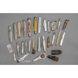 A selection of vintage and antique pen knives including collectable, coronation and mother of