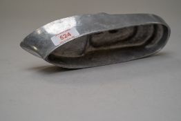 A novelty vintage cast metal ship shaped ash tray,around 22.5cm in length.