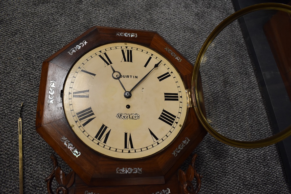 An American styled drop dial wall clock. Having a fusee movement with painted face for Exeter - Image 4 of 4