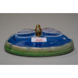 An arts and crafts styled soap dish by Royal Doulton for Wright's Coal Tar Soap, modelled with a