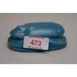 A Pilkingtons Lancastrian art deco paper weight in blue glaze in the form of an Egyptian scarab