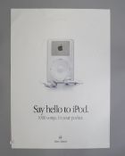 A modern advertising poster for Apple I pod 1st generation 'say hello to Ipod' poster in very good