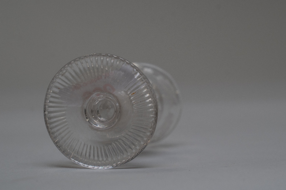 A small wine glass having thistle shaped bowl with decoration. - Image 2 of 2