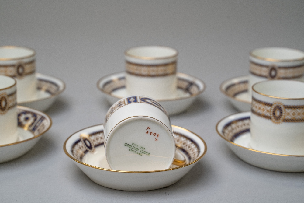 A set of six coffee cups or canister with saucers bearing a green Cauldon china stamp having - Image 3 of 3