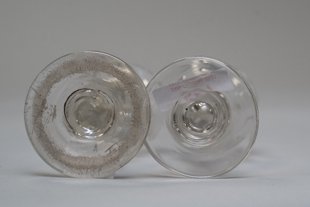 Two small toastmasters glasses having cut circles to bowls. - Image 2 of 2