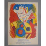 a vintage advertising poster in a mid century style for Printmakers central school of art and