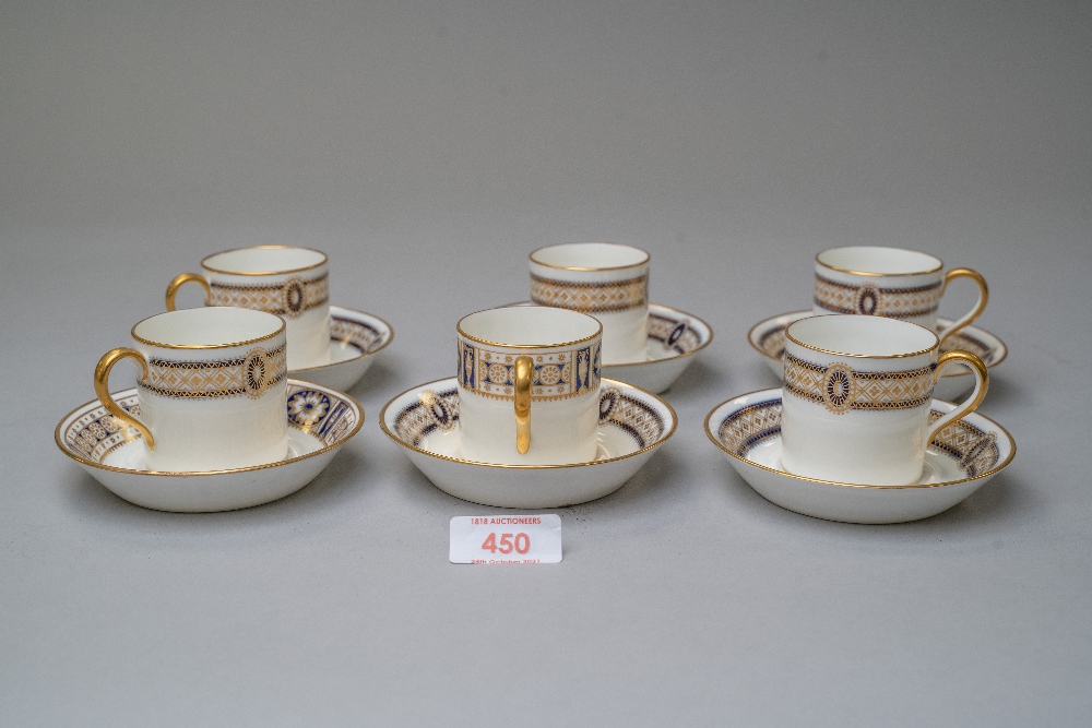 A set of six coffee cups or canister with saucers bearing a green Cauldon china stamp having - Image 2 of 3