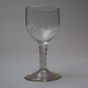 A wine glass with central opaque twist surrounded by multi strand twist with plain bowl and foot